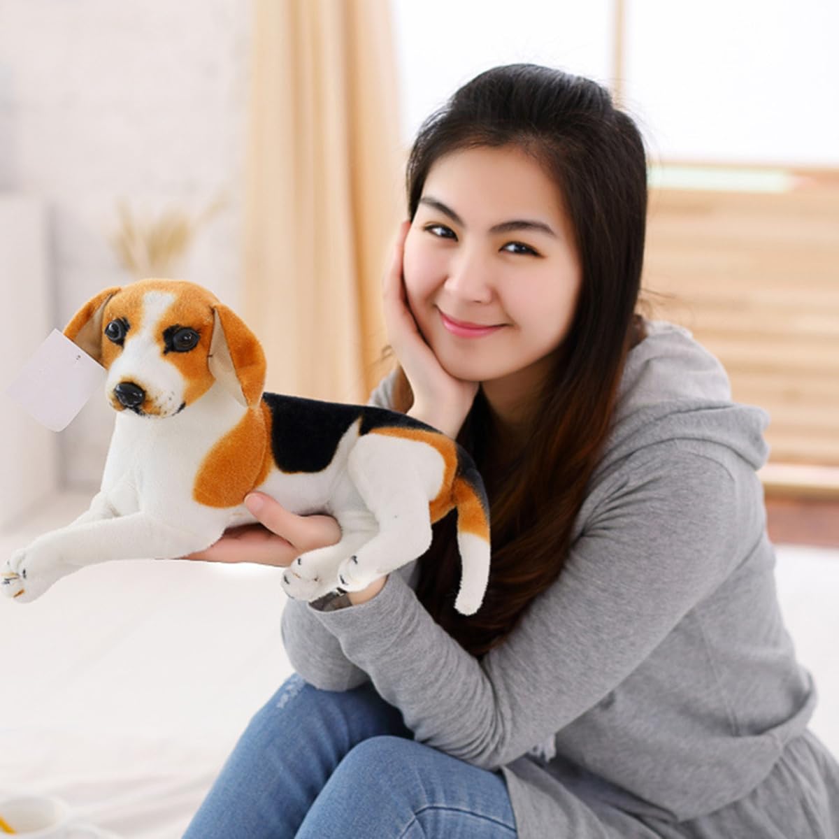 Amazon.co.jp: ビーグル 犬 ぬいぐるみ リアル 30cm 臥姿 ビーグル犬
